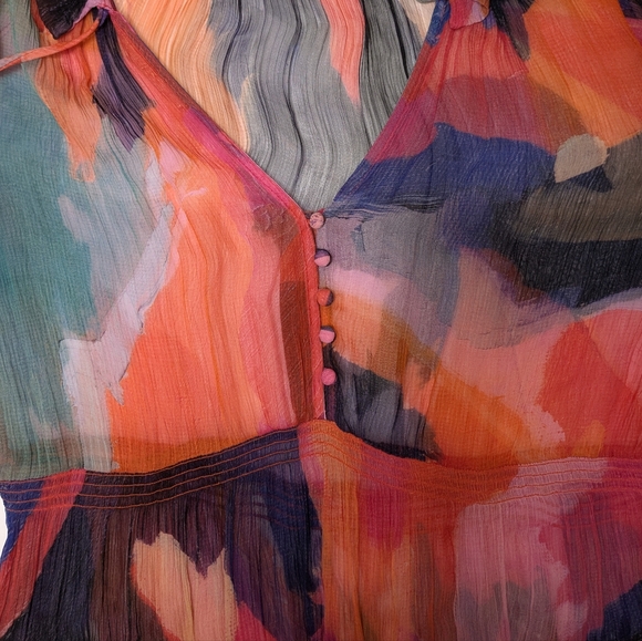 ANTHROPOLOGIE Women's The Marais Printed Tiered Maxi Dress Size Medium In Pink - Picture 7 of 14